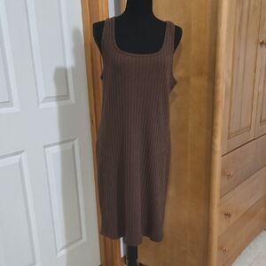 Old Navy Brown Ribbed Midi Dress